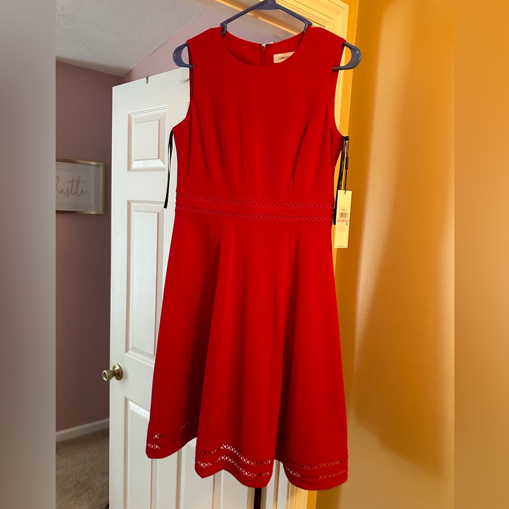 Red Calvin Klein dress. Never worn. Tags still on it. Size 6